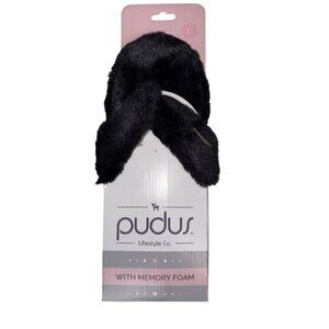 PUDUS Women's Cottontail Flip Flop Slipper Houseshoes Black Size Large 9/10 NEW